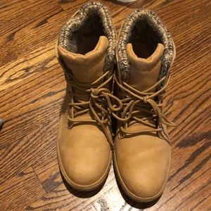 Tan lace up boots